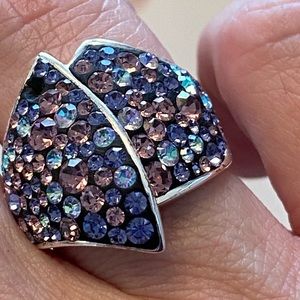 3 for $12 Silver ring with purple and blue stones